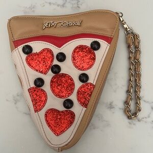 Betsey Johnson KITSCH Slice Slice Baby PIZZA Wristlet Bag Clutch pepperoni